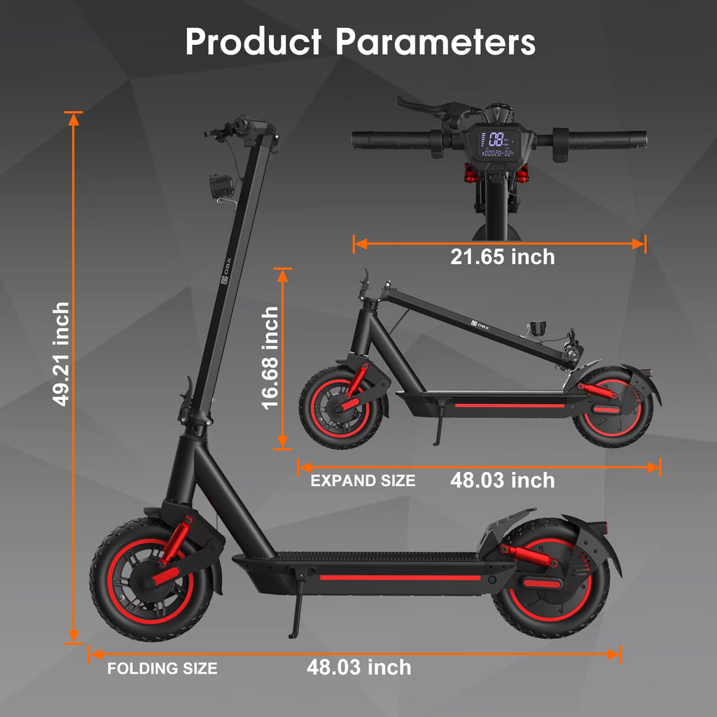 OBX 1200W Smart Electric Scooter for Adults, 30 MPH & 35 Miles Range, 10" Pneumatic Tires, Foldable Off-Road E-Scooter with App Control, Turn Signals,Ul Certified