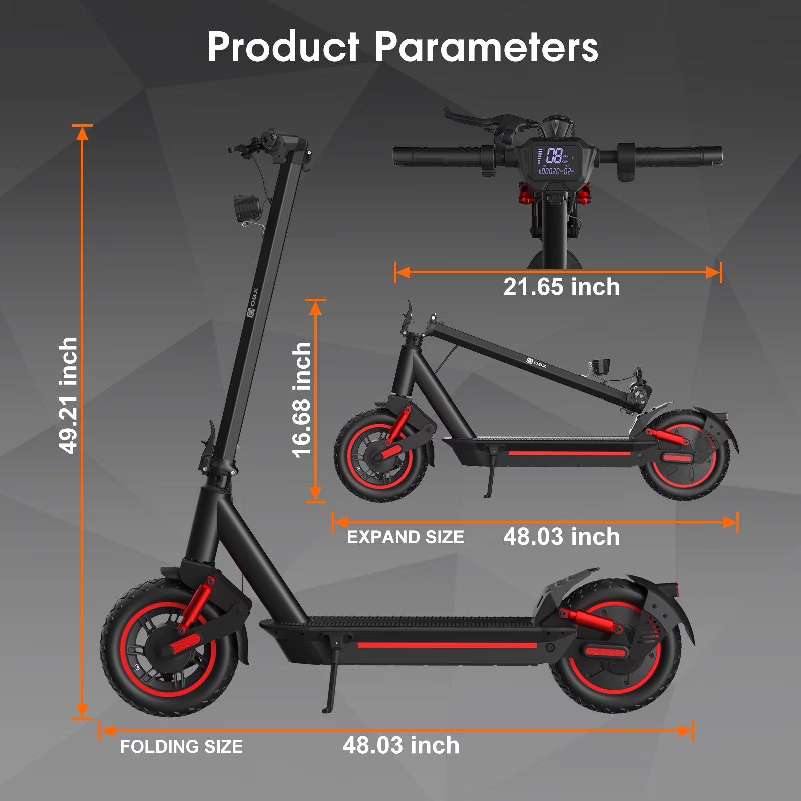 OBX 1200W Smart Electric Scooter for Adults, 30 MPH & 35 Miles Range, 10" Pneumatic Tires, Foldable Off-Road E-Scooter with App Control, Turn Signals,Ul Certified