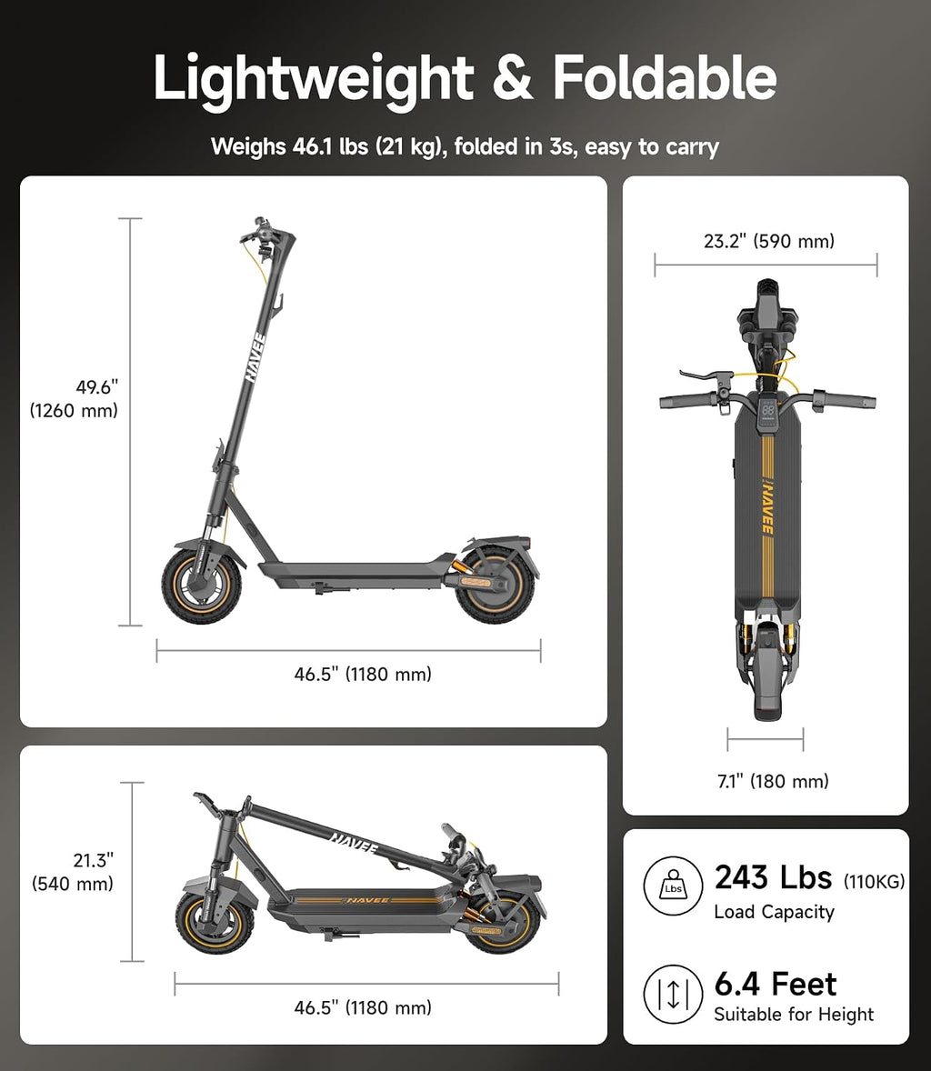 GT3/ST3/GT5 Series Electric Scooter, 20/25 MPH Top Speed, 30-55.9 Miles Max Range, 1000-1638W Motor with Dual Suspension, 10" Tires, Foldable for Adults Teens