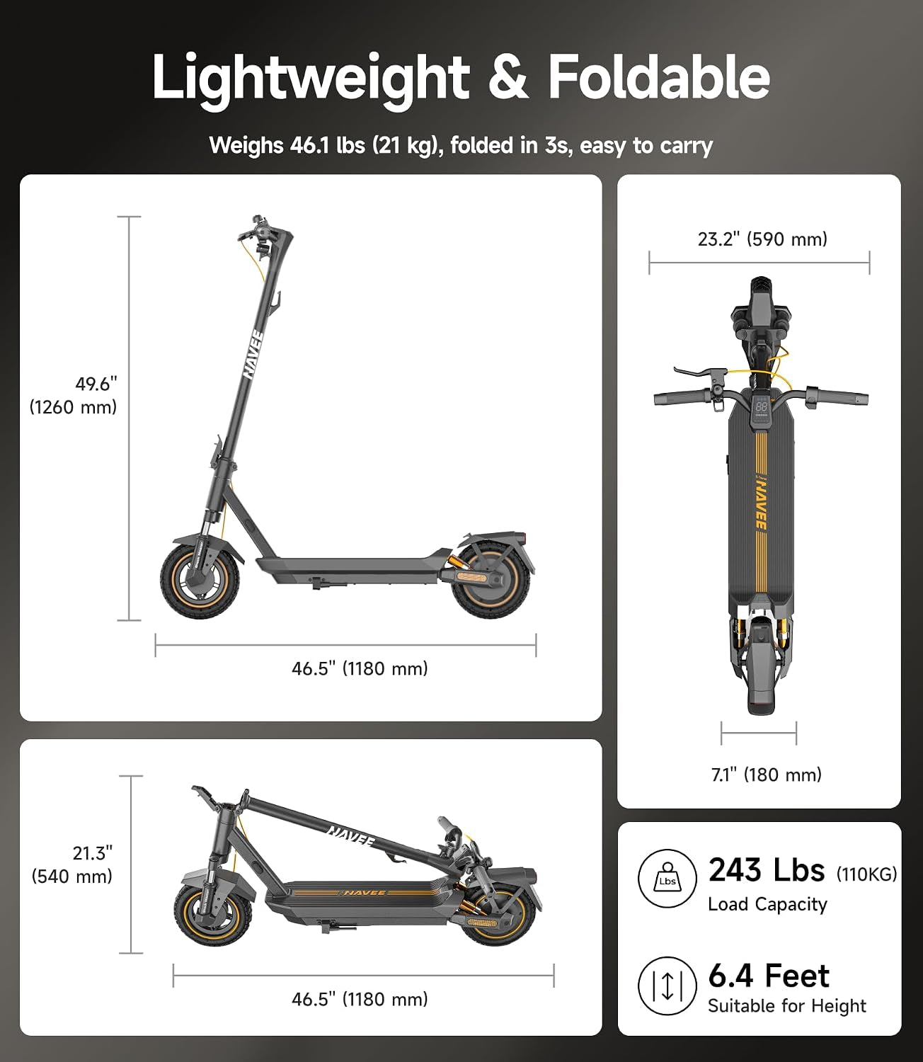 GT3/ST3/GT5 Series Electric Scooter, 20/25 MPH Top Speed, 30-55.9 Miles Max Range, 1000-1638W Motor with Dual Suspension, 10" Tires, Foldable for Adults Teens