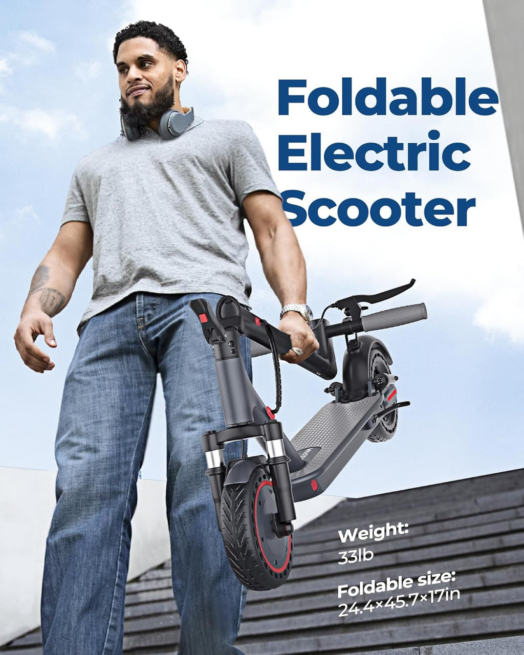 Electric Scooter Adult with Dual Suspension, 23-25Miles Max Range