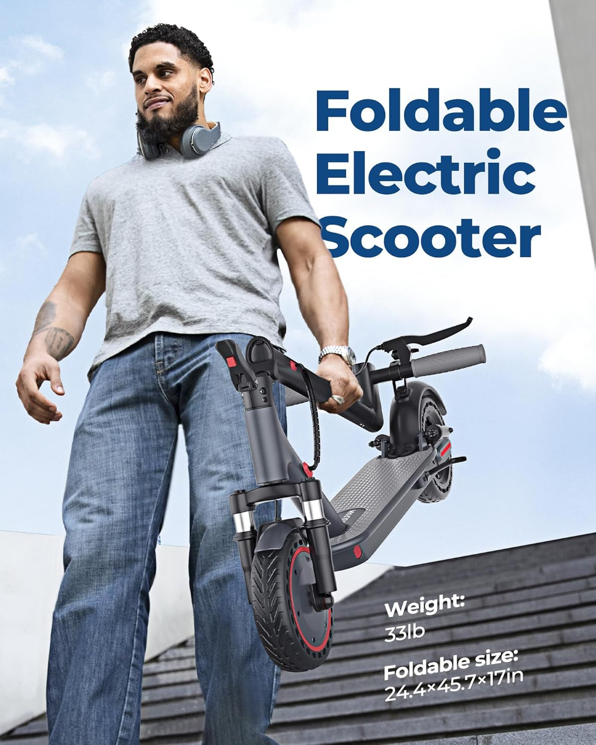 Electric Scooter Adult with Dual Suspension, 23-25Miles Max Range