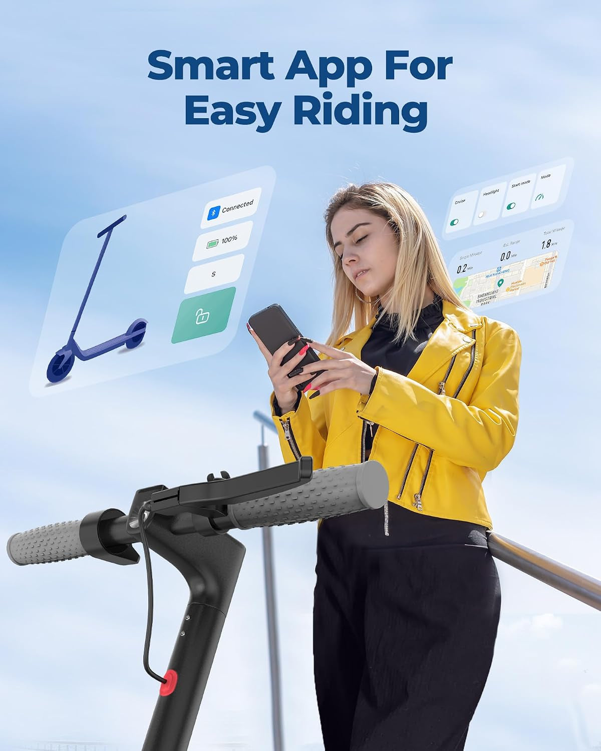 Electric Scooter Adult with Dual Suspension, 23-25Miles Max Range