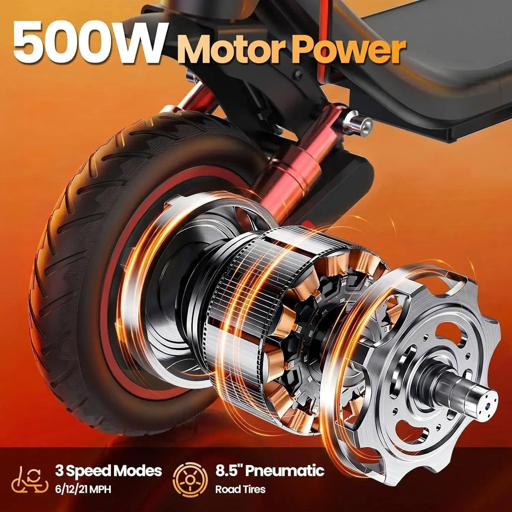 E-Scooter 500W–1200W – Pieghevole, fino a 28 MPH.