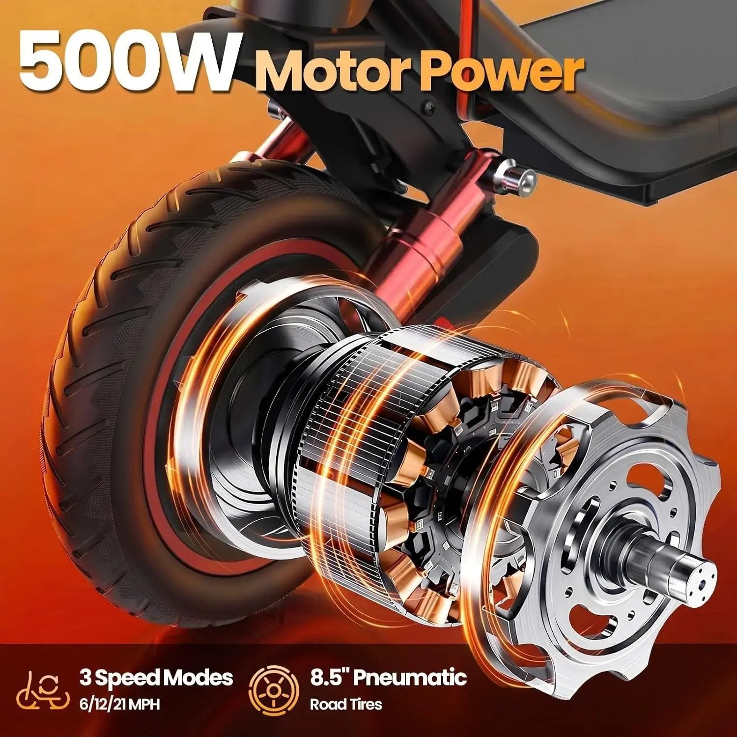 E-Scooter 500W–1200W – Pieghevole, fino a 28 MPH.