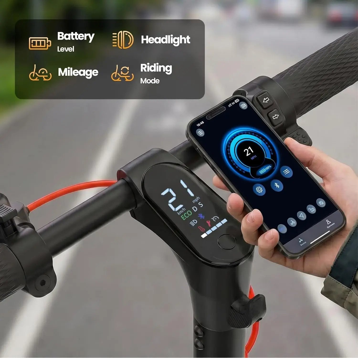 E-Scooter 500W–1200W – Pieghevole, fino a 28 MPH.