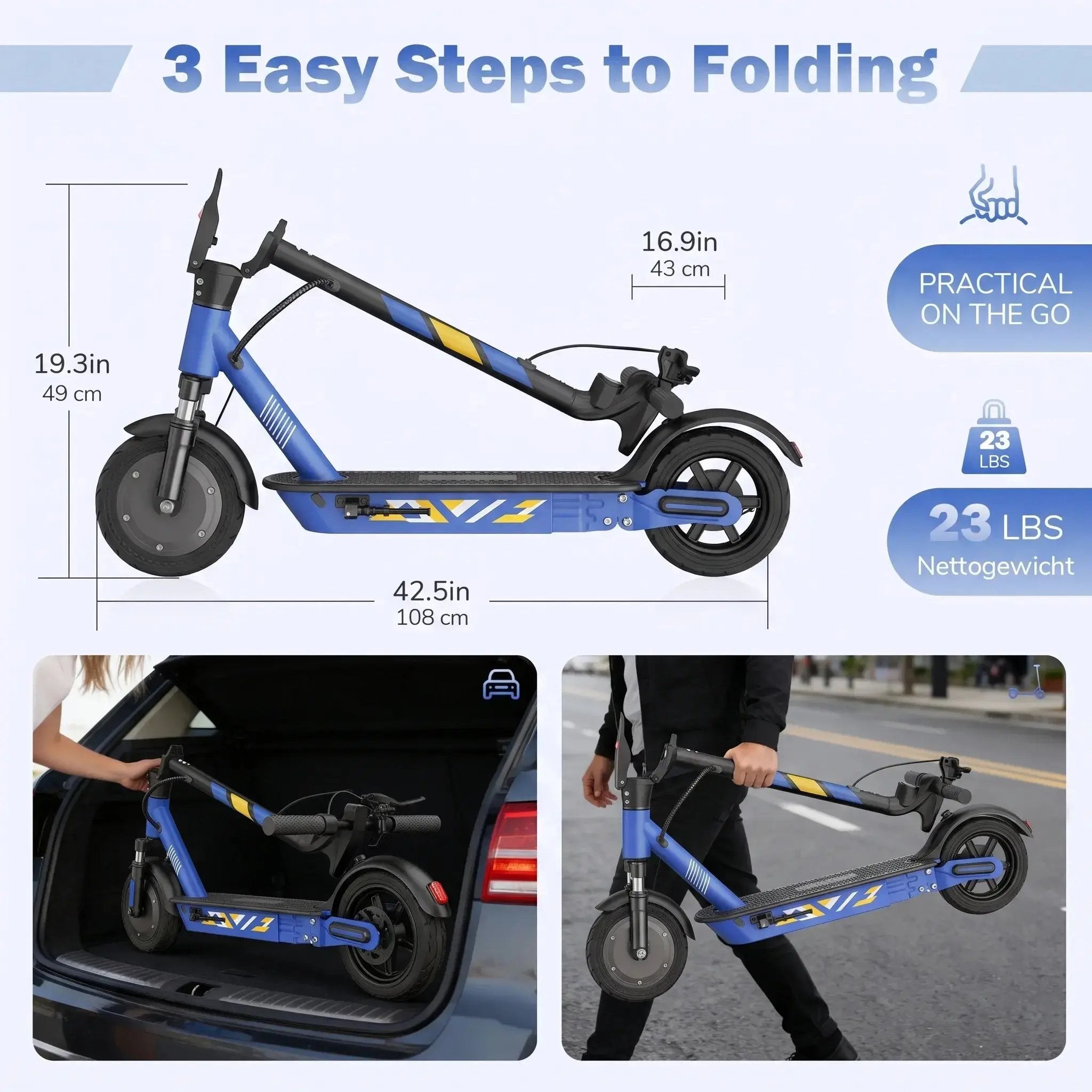 E-Scooter 350W – Pneumatici 10", fino a 19 MPH.