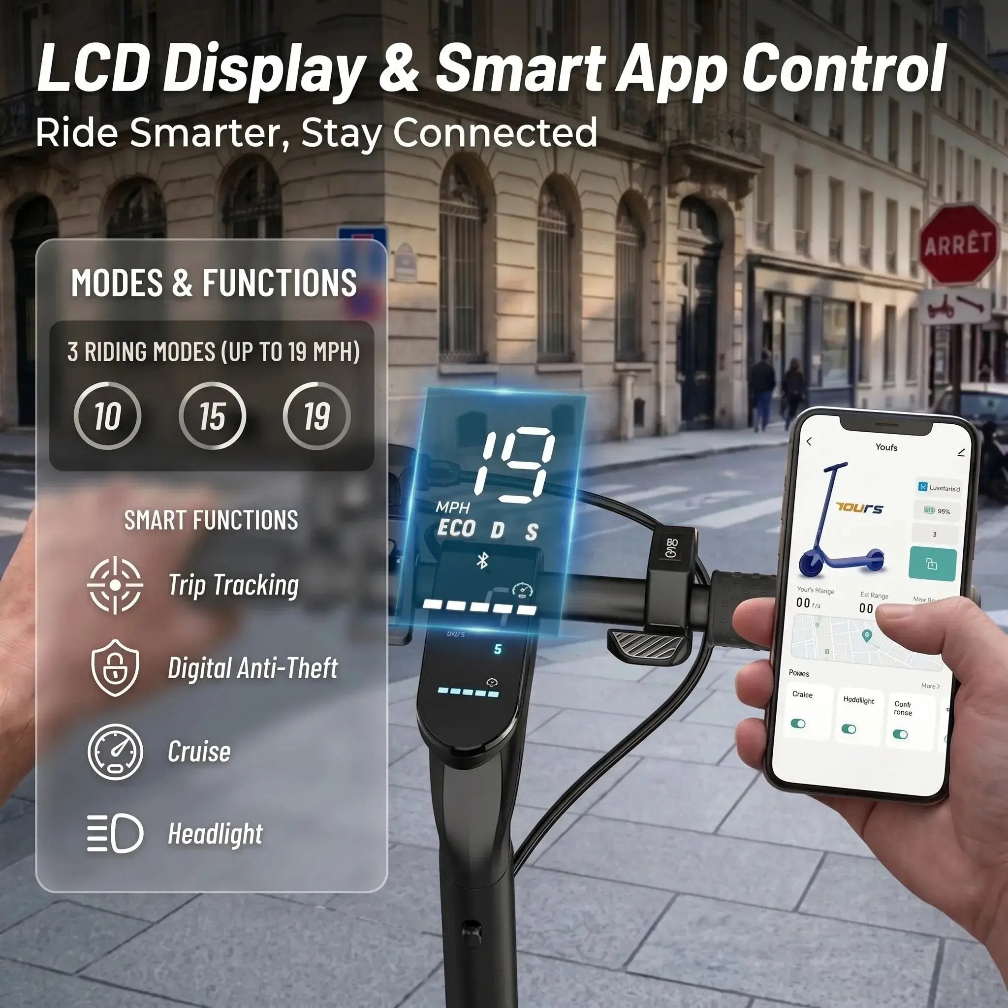 E-Scooter 350W – Pneumatici 10", fino a 19 MPH.