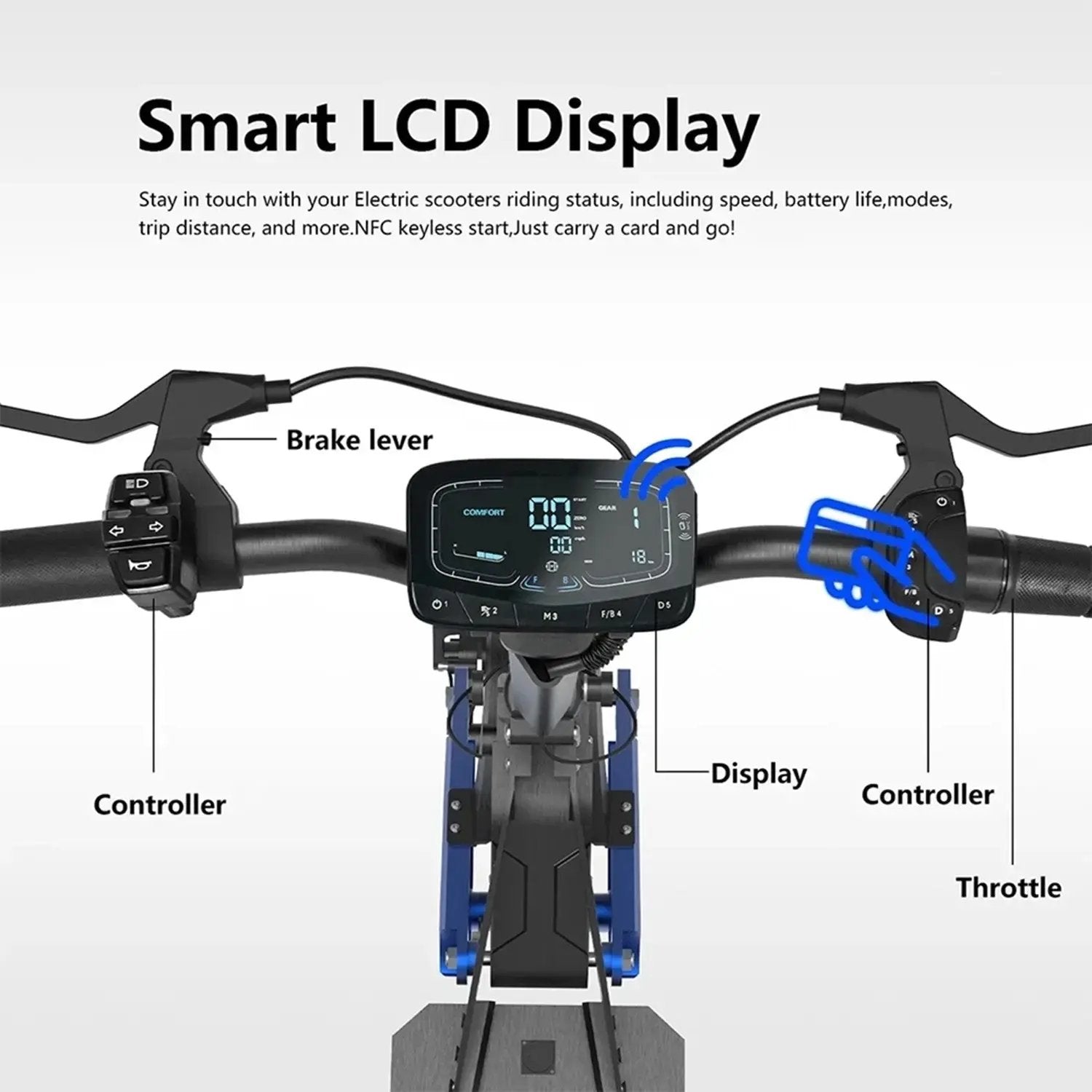 NFC 3600W Electric Scooter for Adults 50Miles 45MPH Off-Road Tire Fast E-Scooter - VÉRANO