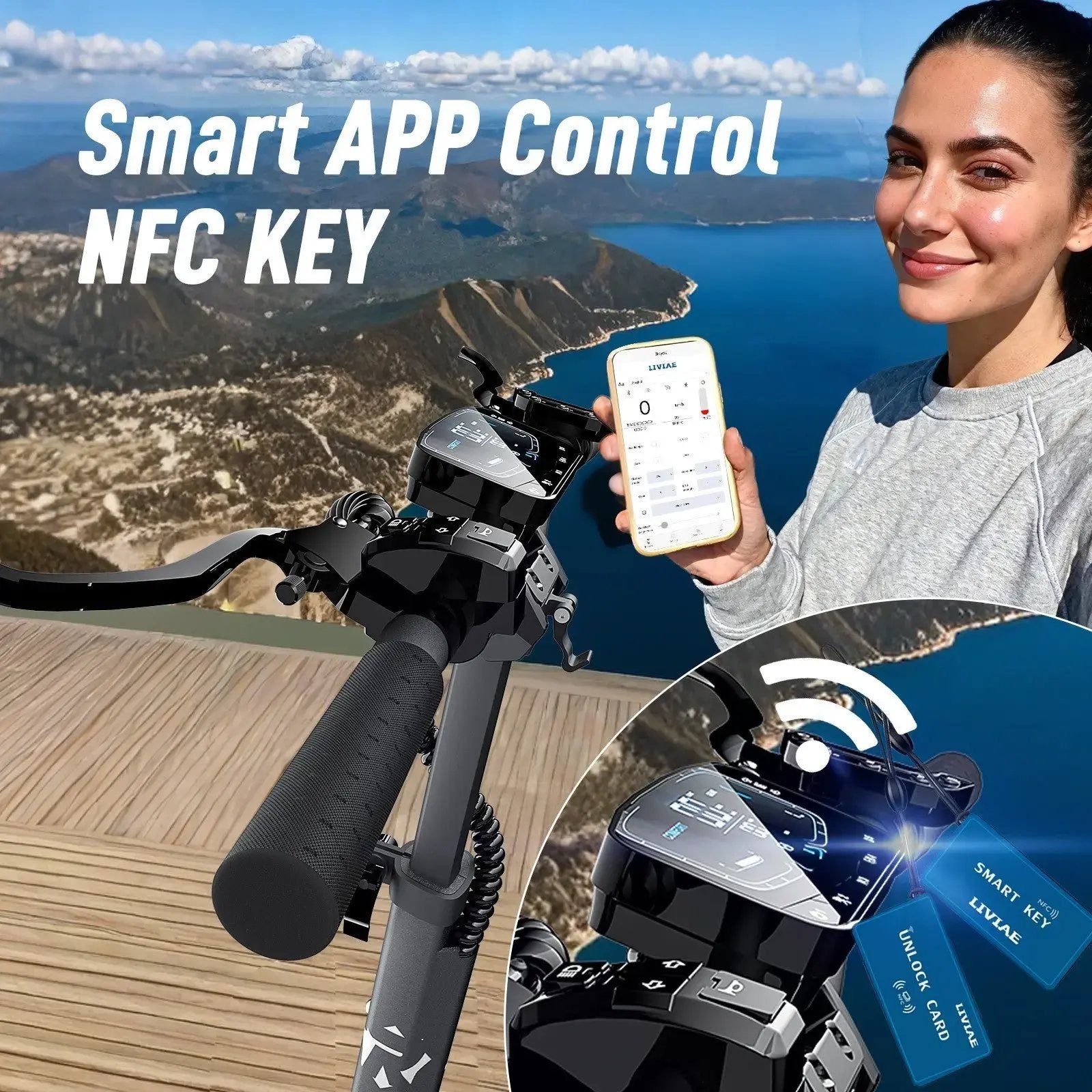 NFC 3600W Electric Scooter for Adults 50Miles 45MPH Off-Road Tire Fast E-Scooter - VÉRANO