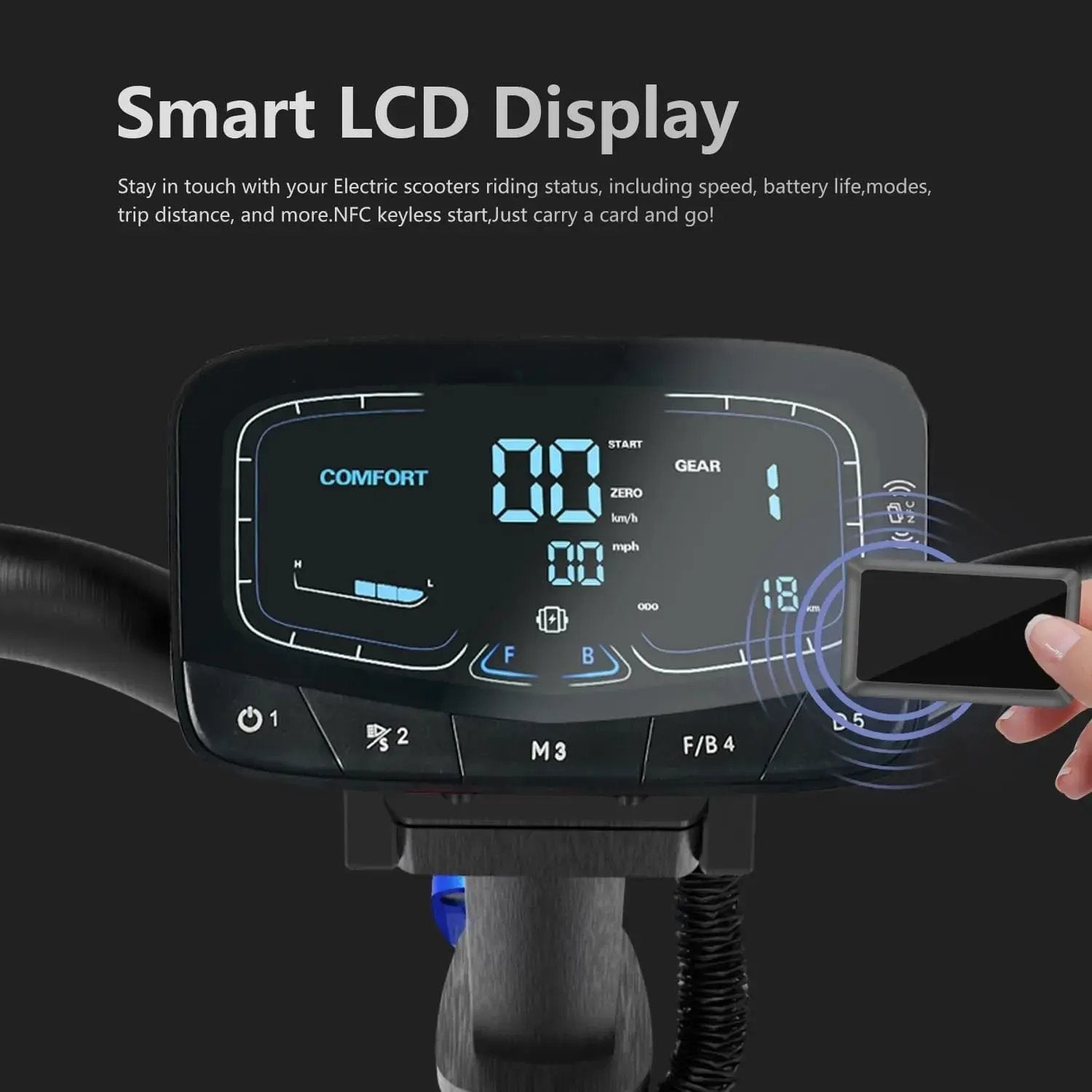 NFC 3600W Electric Scooter for Adults 50Miles 45MPH Off-Road Tire Fast E-Scooter - VÉRANO